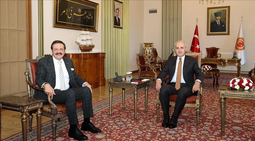TBMM Başkanı Kurtulmuş, TOBB Başkanı Hisarcıklıoğlu'nu kabul etti