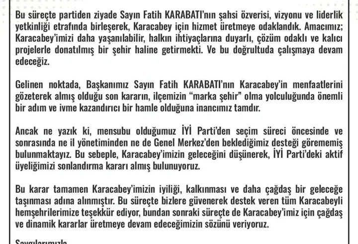 Karacabey Belediye Meclisi’ndeki İYİ Partili 4 üye partiden istifa etti