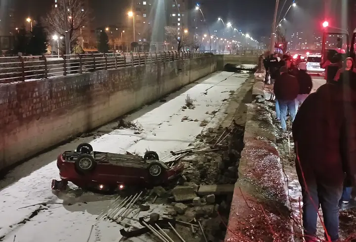 Kayseri’de otomobil boş sulama kanalına düştü: 1 yaralı