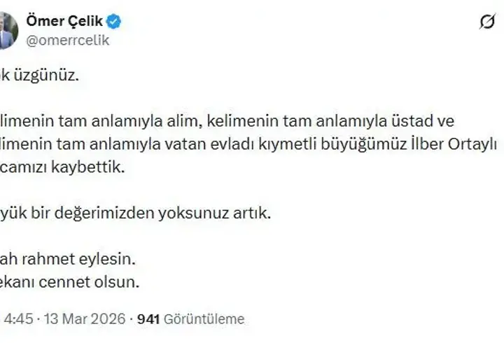 AK Parti Sözcüsü Çelik'ten İlber Ortaylı için taziye mesajı