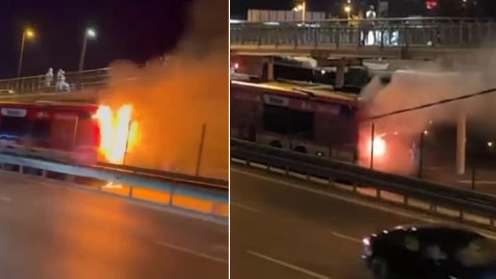 İstanbul Kağıthane’de metrobüs alevlere teslim oldu, yolcular tahliye edildi