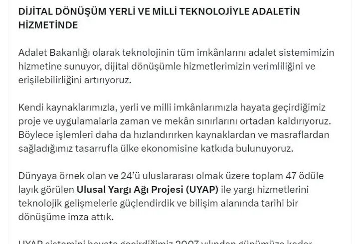 Bakan Tunç: e-Tebligat ile 24 milyar 358 milyon TL tasarruf ettik