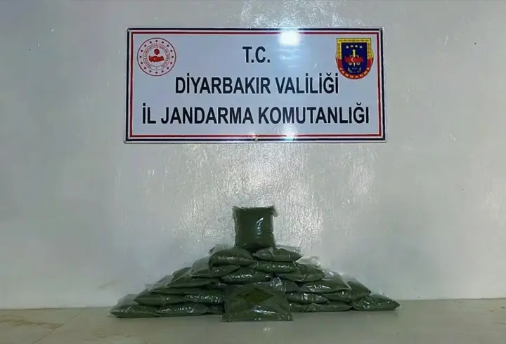 Diyarbakır’da, ağaçlık alana gizlenmiş 77 kilogram esrar ele geçirildi