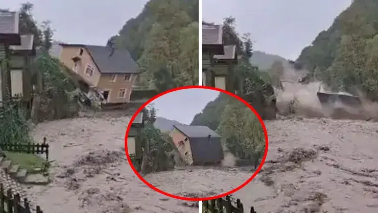 İstanbul’un Ardından Sakarya Da Yağmura Teslim! Dere Kenarındaki Villa Yıkılıp Suya Gömüldü