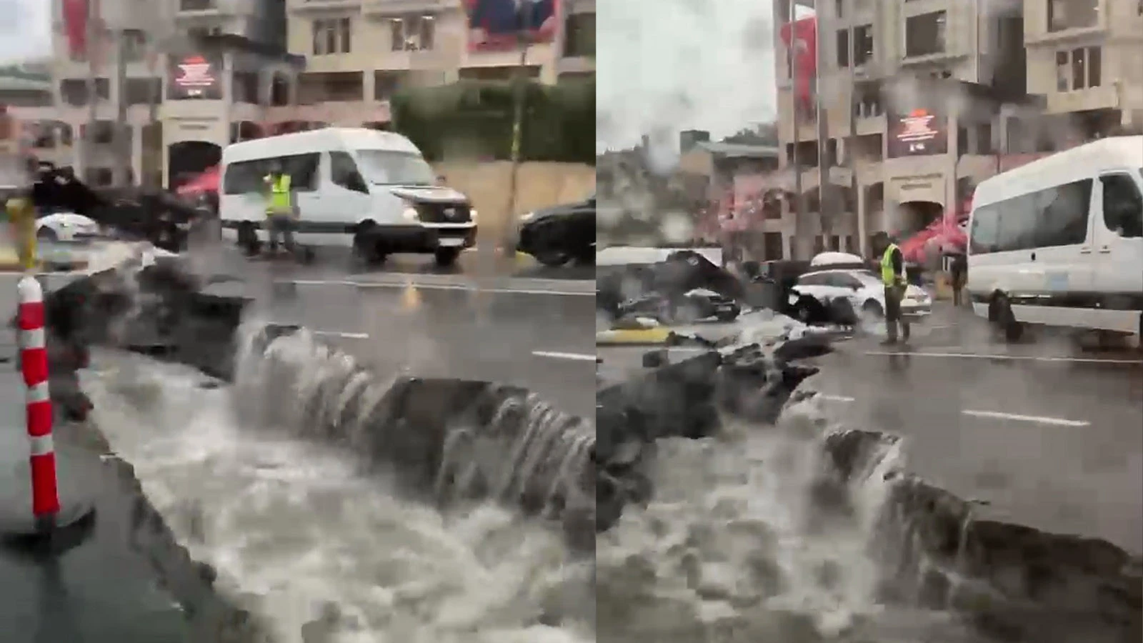 İstanbul'u sağanak vurdu, Eyüpsultan'da yol çöktü
