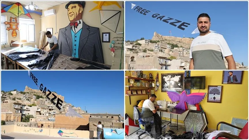 Mardin semalarında "Free Gazze" yazılı uçurtma süzüldü