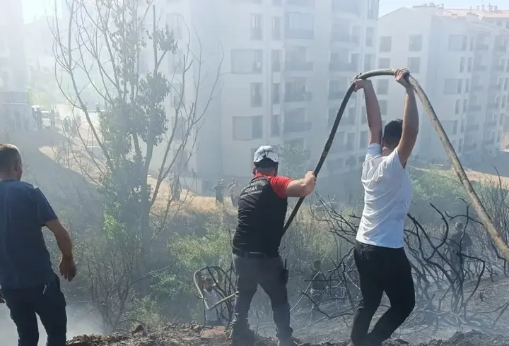 Gebze'de 3 dönümlük otluk yandı; depo olarak kullanılan ev de küle döndü