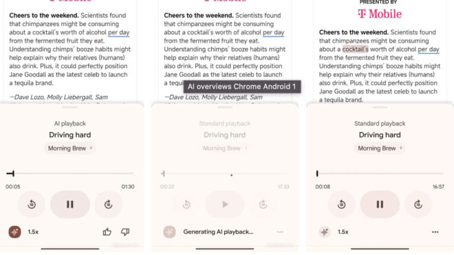 Android için Google Chrome artık açılan sayfaları bir podcast içeriği gibi seslendirebiliyor