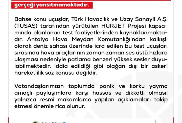 DMM: 'Türk F-16 savaş uçaklarının yoğun uçuş yaptığı' iddiası dezenformasyon