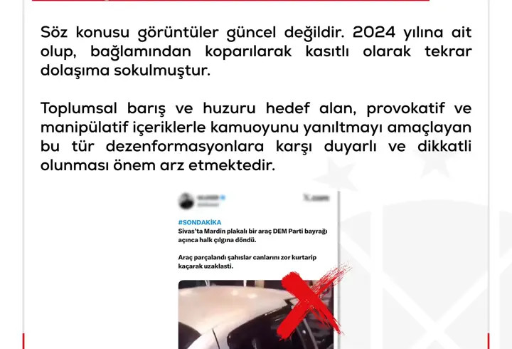 DMM’den Sivas’ta Mardin plakalı bir araca yönelik linç girişimi yaşandığı’ iddiasına açıklama