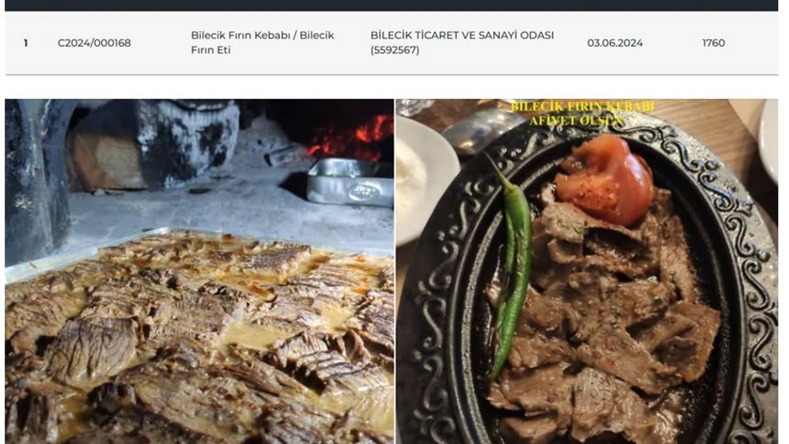 Bilecik’e özgü fırın kebabı tescillendi