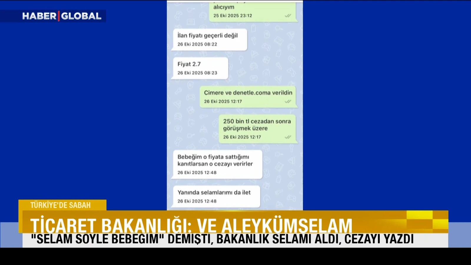 Ticaret Bakanlığı’na selam gönderdi, cezayı yedi: “Selam bebeğim”