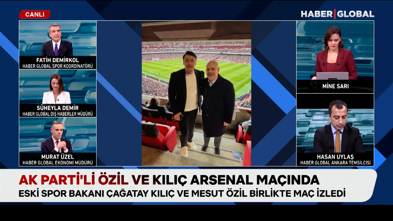 Mesut Özil ve Cumhurbaşkanı Danışmanı Kılıç, Arsenal maçını izledi