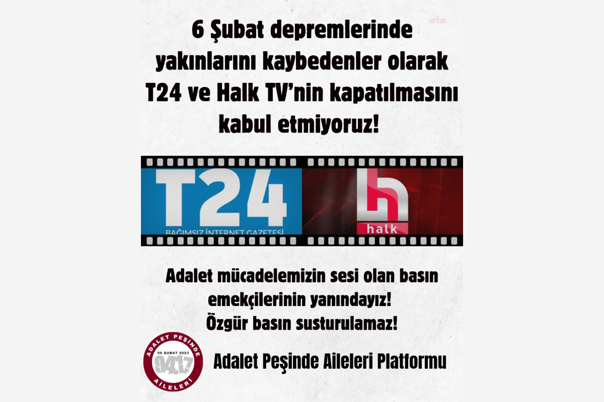 Depremzedelerden T24 Ve Halk TV'ye Destek Açıklaması: Özgür Basın Susturulamaz