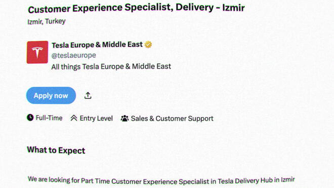 Tesla Türkiye, İzmir teslimat merkezi için personel arıyor
