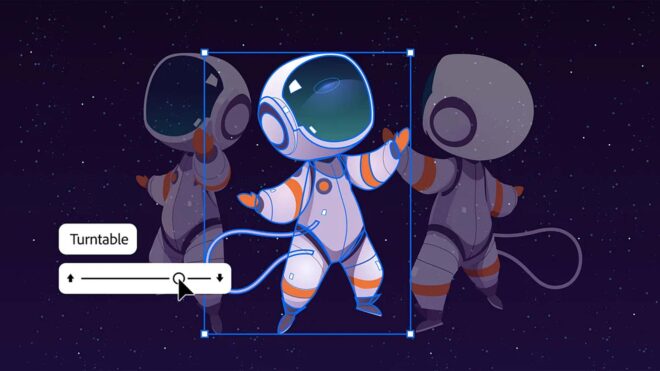 Adobe Illustrator artık 2B vektörlerin 3B alanda döndürülmesine olanak tanıyor
