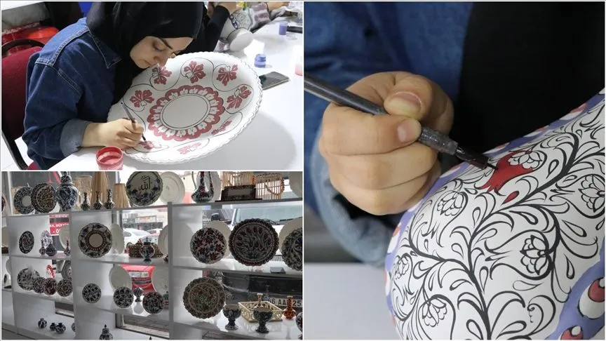 Ahşap sepet ve çini eserler üreten kadınlar kooperatifleşerek kazanç elde etti