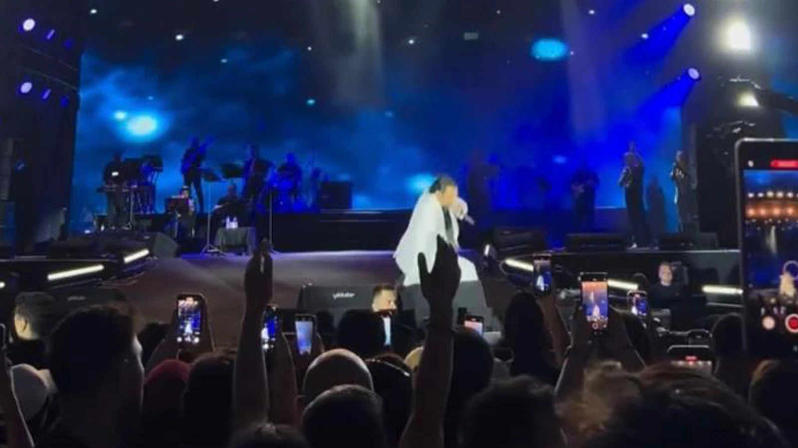 Ünlü şarkıcı Bayhan konser sırasında yere düştü