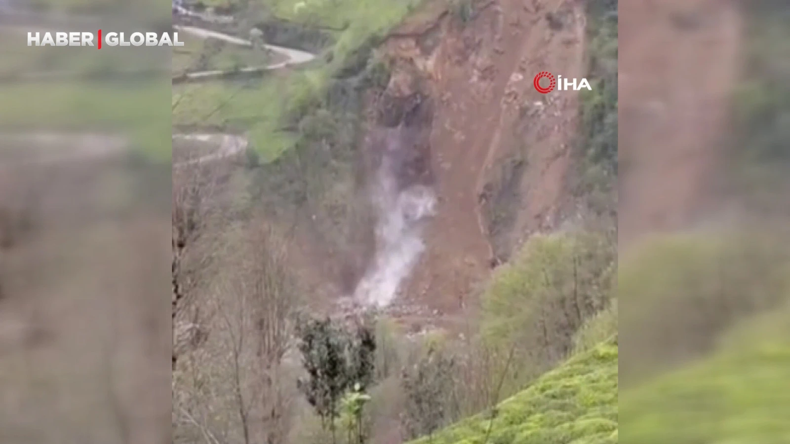 Rize'de heyelan anı saniye saniye kameraya yansıdı