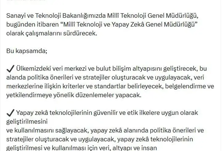 Milli Teknoloji Genel Müdürlüğü’nün ismi değişti