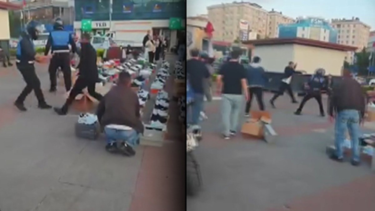 Seyyar satıcı zabıtaya bıçak çekti, polis müdahale etti