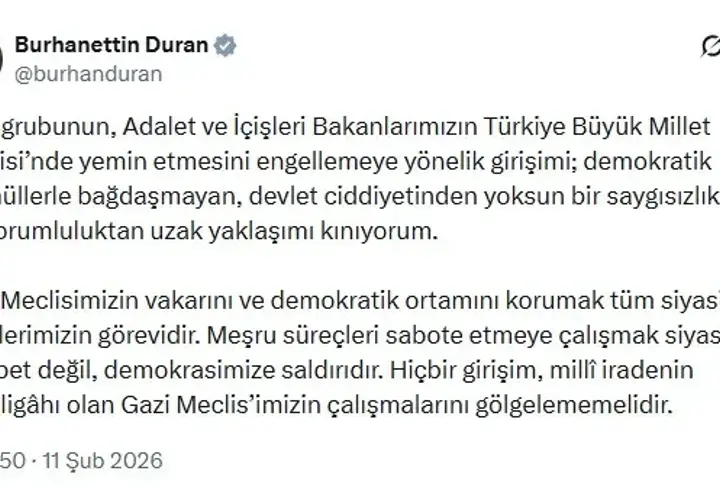 İletişim Başkanı Duran: CHP grubunun sorumluluktan uzak yaklaşımını kınıyorum
