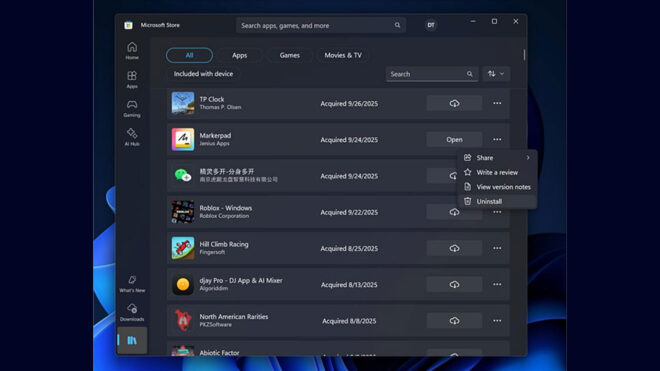 Windows 11 merkezli Microsoft Store’a uygulama silme desteği geliyor