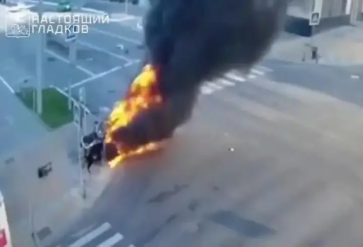 O anlar kamerada: HAVAYA SAVRULDU, ALEV ALDI! Ukrayna Dronu Belgorod’da