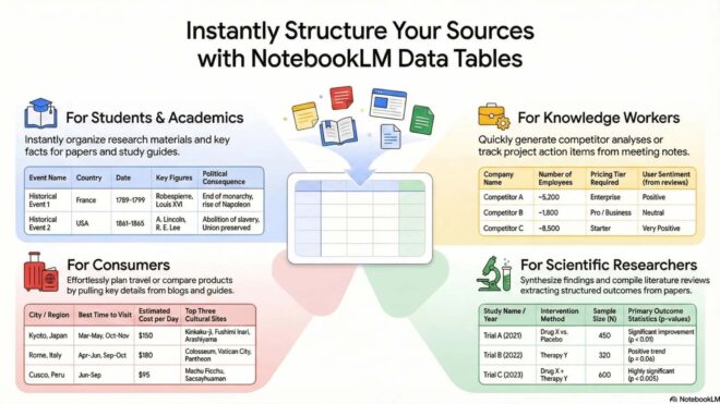 Google NotebookLM, oldukça faydalı “veri tablosu” özelliğiyle güncellendi