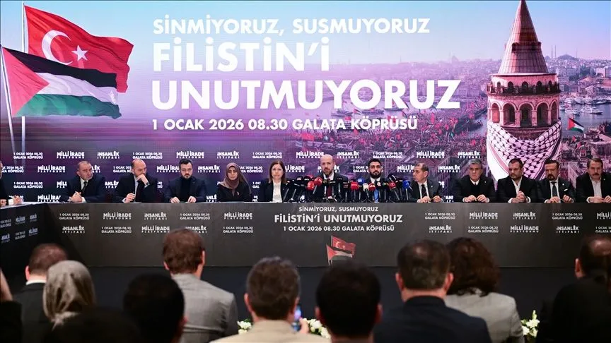 Galata Köprüsü'nde 1 Ocak'ta düzenlenecek Filistin eylemi için ortak çağrı