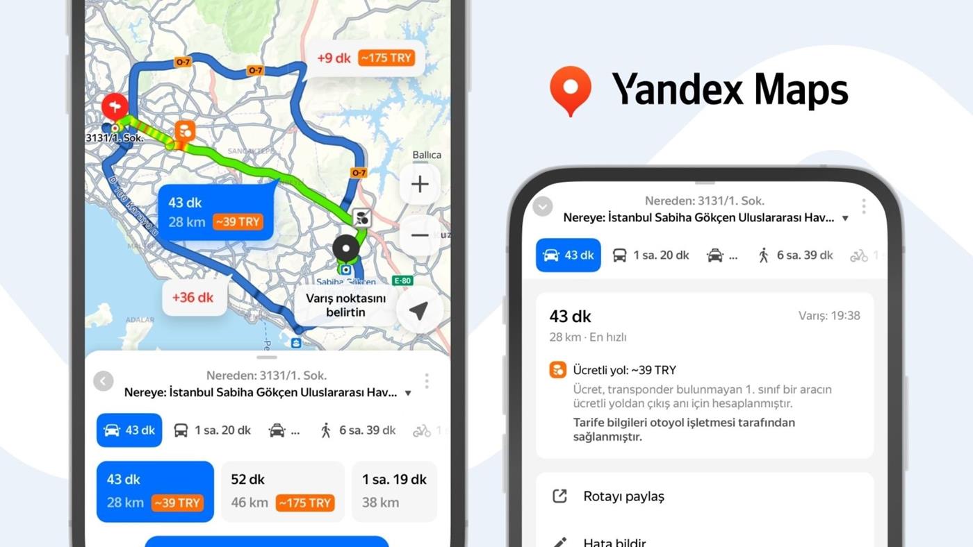 Yandex Maps, güzergahtaki yol ücretlerini göstermeye başladı