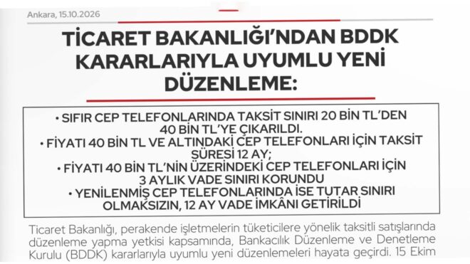 Ticaret Bakanlığı, Cep Telefonu Satışına Yönelik Yeni Taksit Düzenlemeleri Gerçekleştirdi