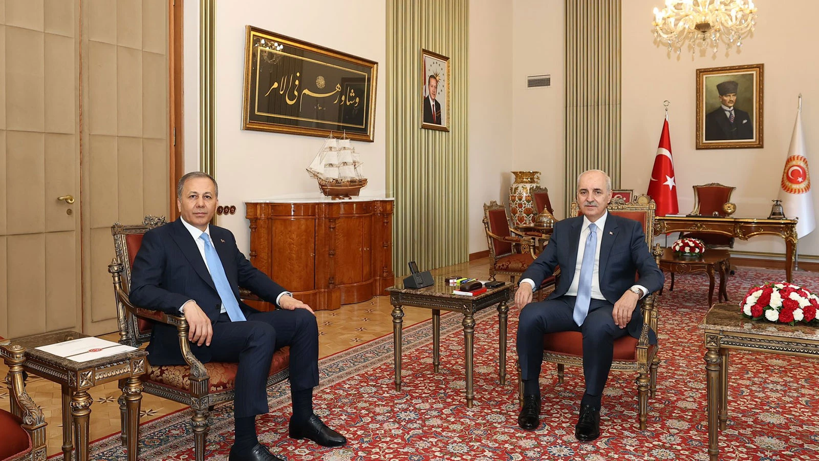 TBMM Başkanı Kurtulmuş, İçişleri Bakanı Yerlikaya'yı kabul etti