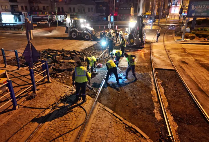 Kayseri'de raylı sistem hattında bakım çalışması yapıldı