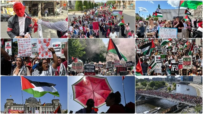 Avrupa'da, İsrail'in Gazze'ye yönelik saldırıları protesto edildi