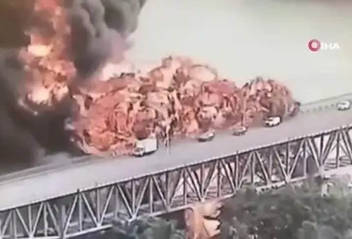 Panama’daki dehşet anları! Alevler köprüye sıçradı: 1 ölü, 2 yaralı...