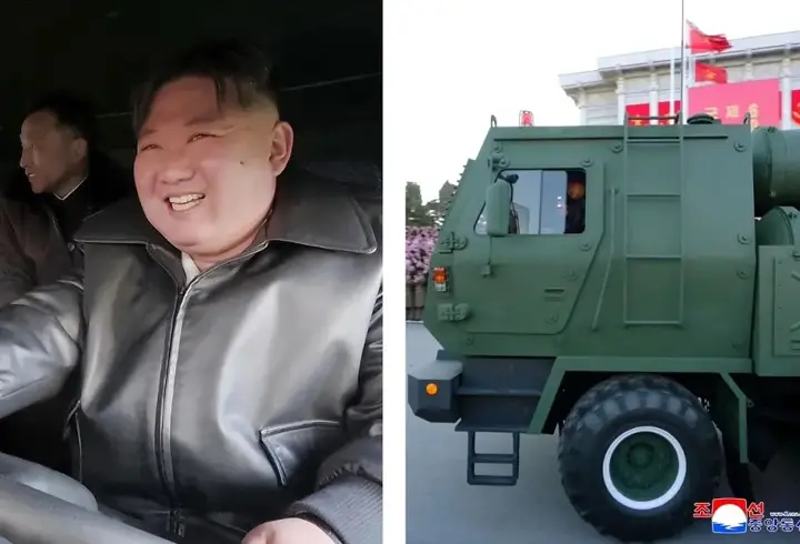 Kuzey Kore'de nükleer şov! Kim Jong Un roketatarın direksiyonuna geçti