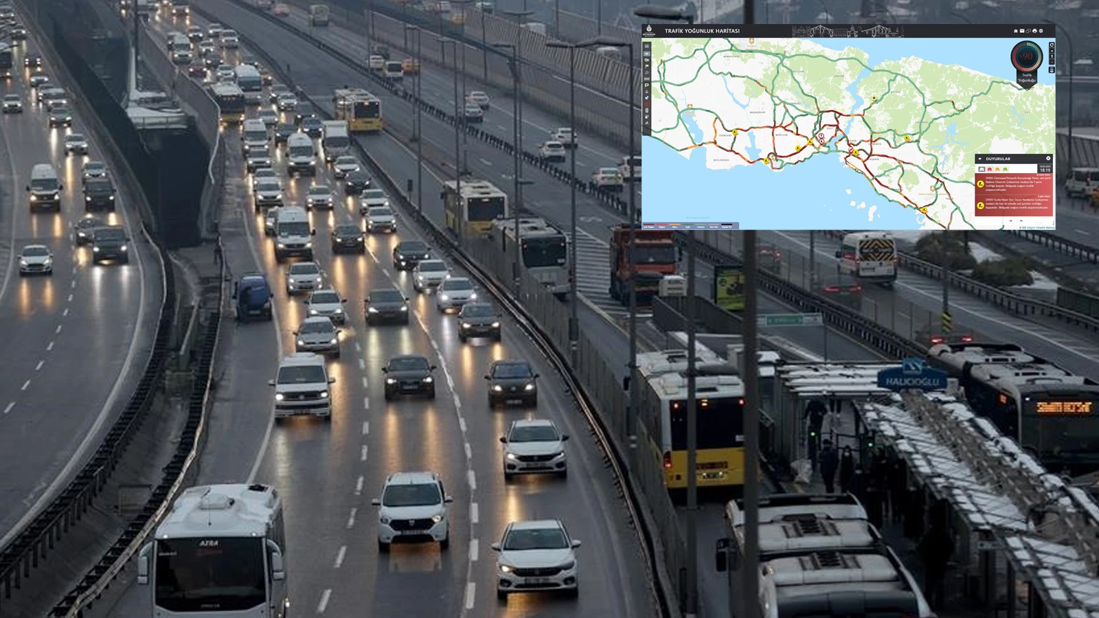 İstanbul'da sağanak sonrası trafik yoğunluğu yüzde 90'a ulaştı
