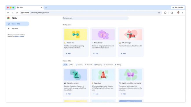 Chrome, Gemini temelli “Skills” özelliğiyle güncellendi