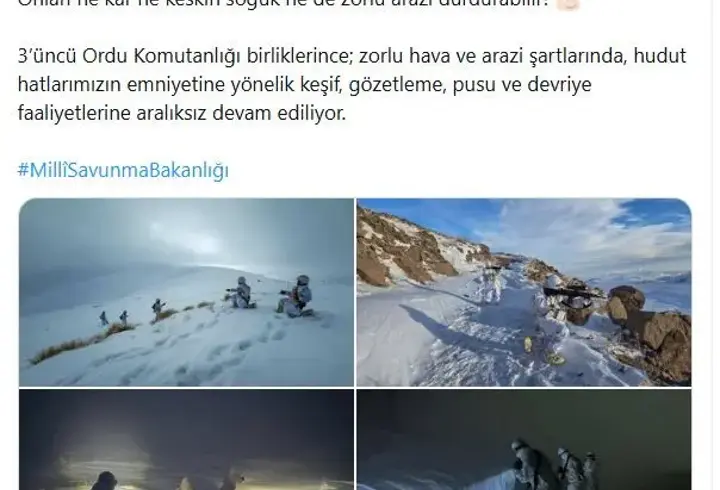 Mehmetçikten karlı arazide hudut güvenliği faaliyeti
