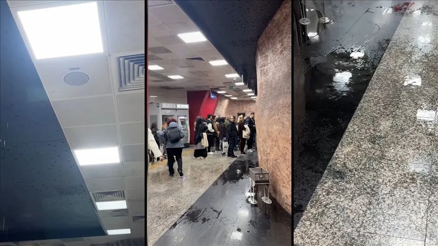 İstanbul'da Vezneciler Metro İstasyonu'nun tavanından su aktı