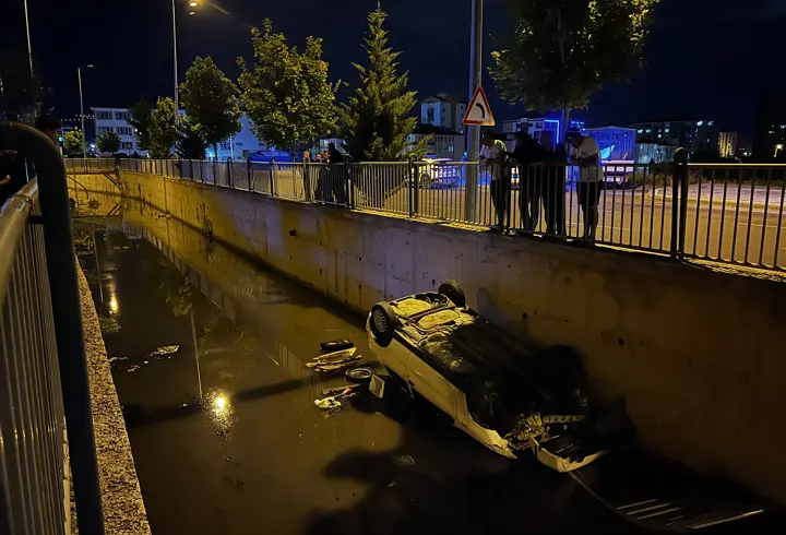 Kayseri'de otomobil, sulama kanalına uçtu: 1 yaralı
