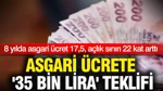 Asgari Ücrete '35 Bin Lira' Teklifi: 8 Yılda Asgari Ücret 17,5, Açlık Sınırı 22 Kat Arttı