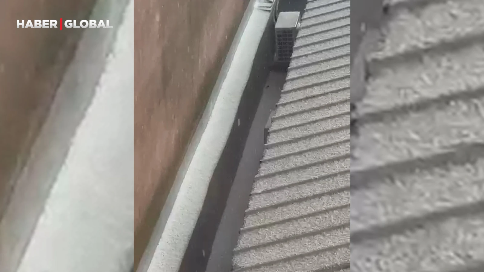 İstanbul'da etkili olan dolu yağışı her yeri beyaza bürüdü