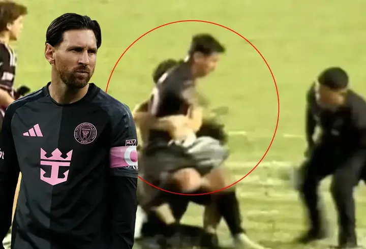 Lionel Messi'nin zor anları! Sahaya giren taraftarlar yaka paça indirdi...