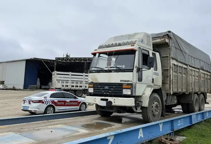 Edirne'de taşıma sınırını aşan 3 kamyon sürücüsüne 191 bin lira ceza