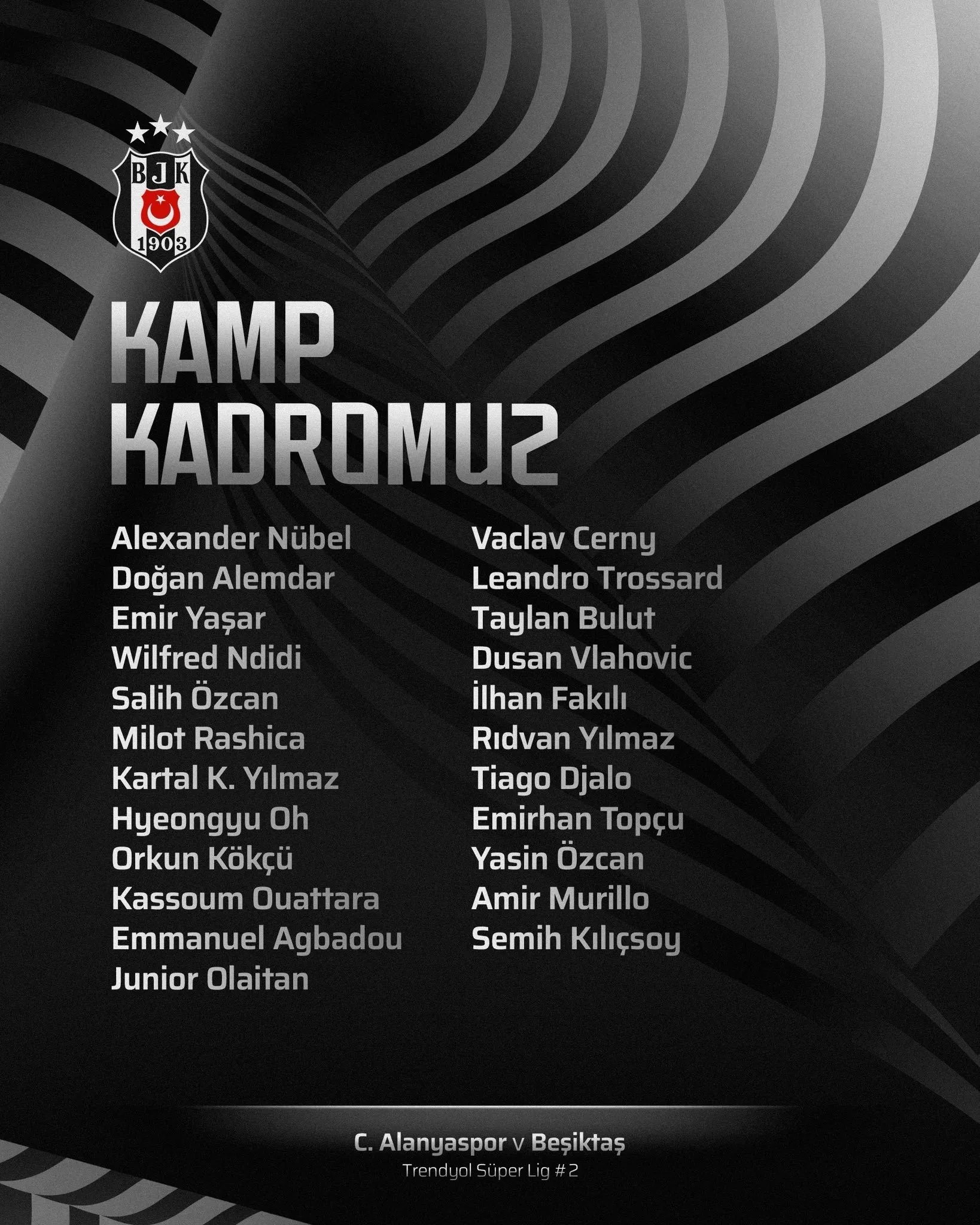 Beşiktaş'ın Corendon Alanyaspor maçı kafilesi açıklandı!