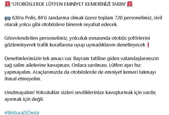 Polis ve jandarma personeli, yolcu gibi otobüslere binip şoförleri denetleyecek