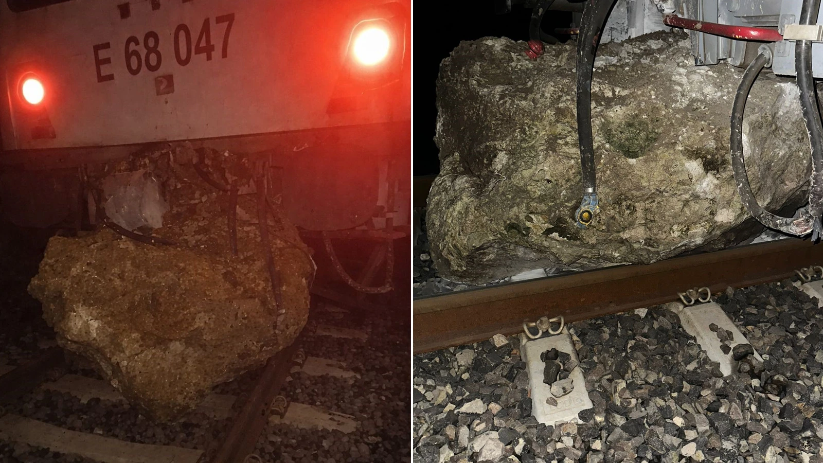 Düşen kaya treni raydan çıkardı: Faciadan dönüldü