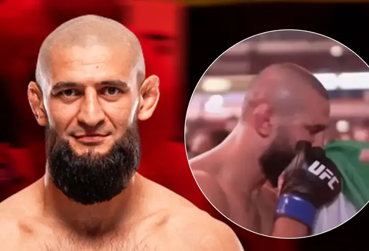UFC'de orta sıklet kemerinin yeni sahibi Khamzat Chimaev oldu! Maç sonu Filistin bayrağını öptü...